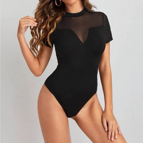 Boho mesh sleeve bodysuit